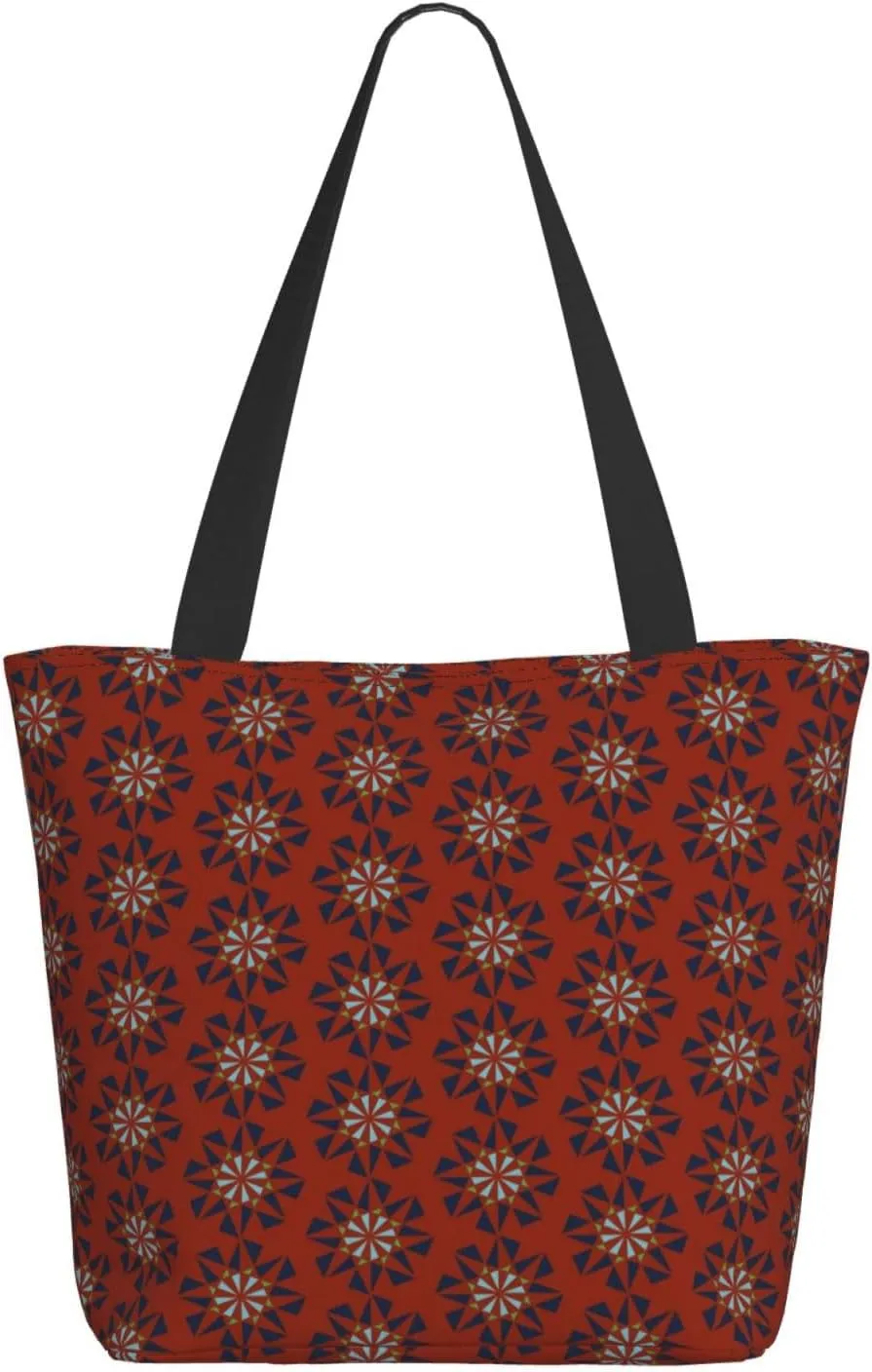 Snowflakes Red Green Stripes Tote Bag Women Reusable Shopping Bags Shoulder Bag Portable Storage HandBags