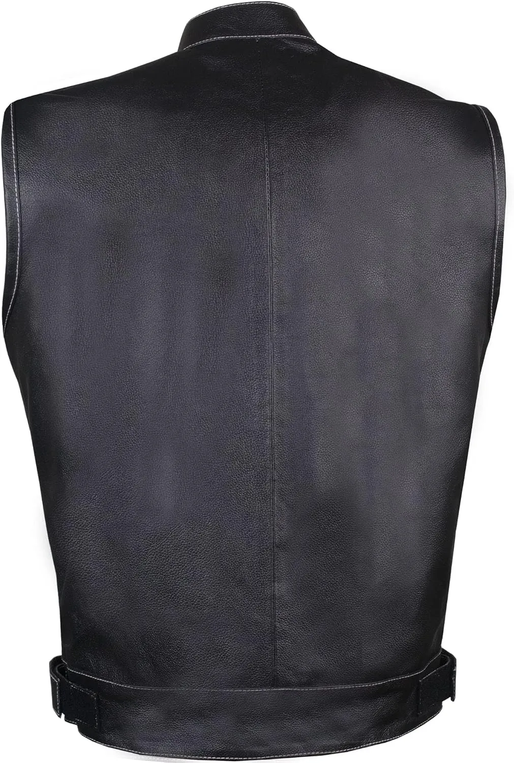 SOA Men's Leather Motorcycle Concealed Gun Pockets Biker Club Vest w/Armor