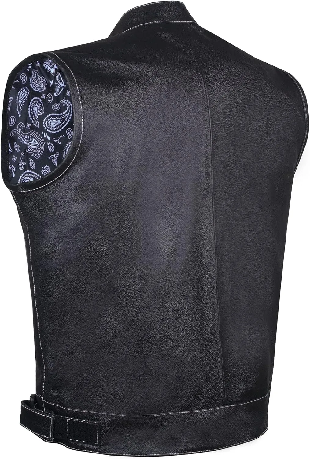 SOA Men's Leather Motorcycle Concealed Gun Pockets Biker Club Vest w/Armor
