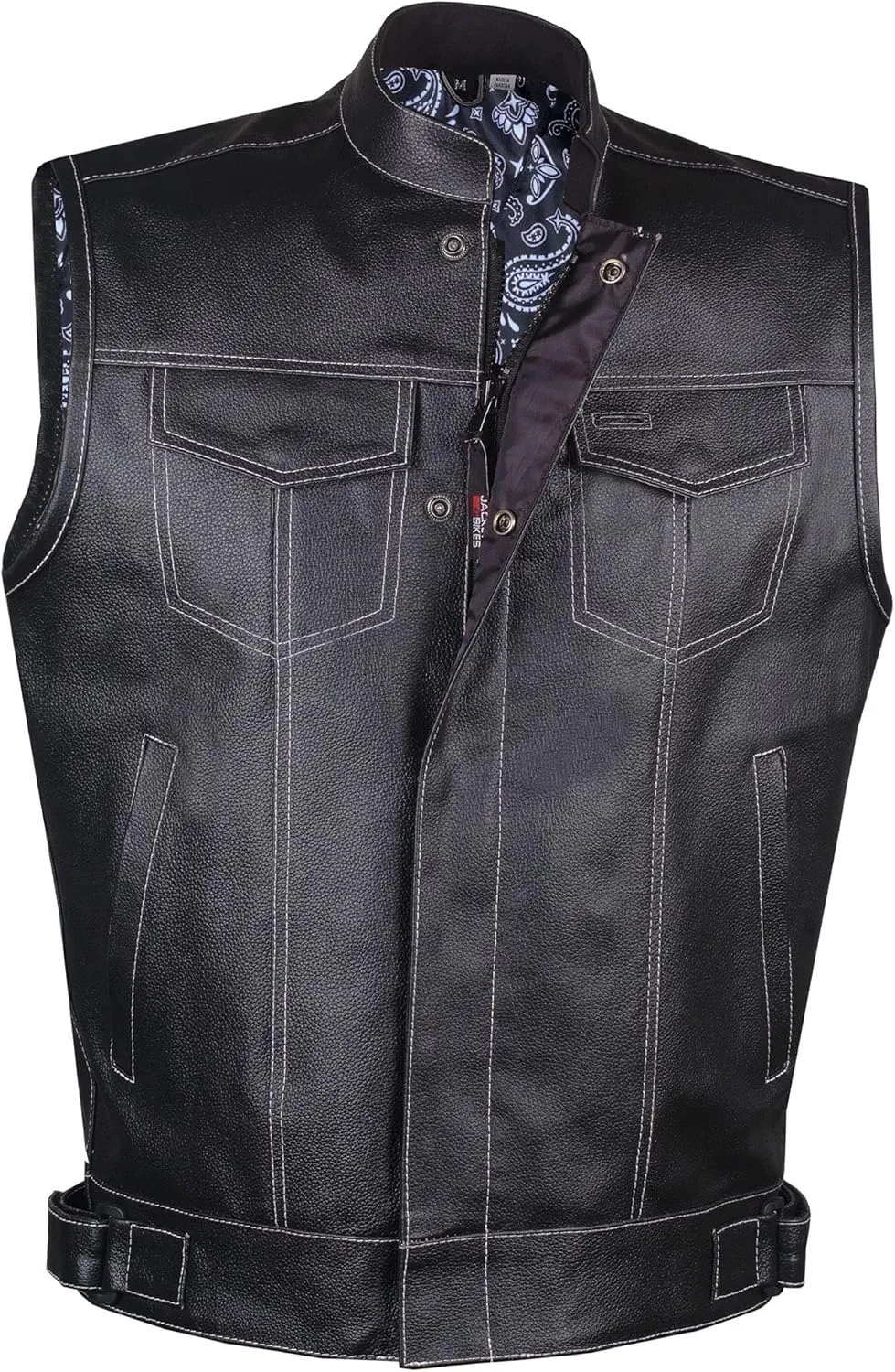 SOA Men's Leather Motorcycle Concealed Gun Pockets Biker Club Vest w/Armor