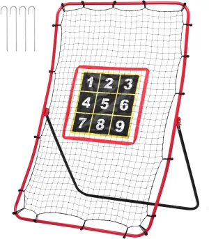 Softball Pitching Net with Strike Zone Target, Adjustable Red Metal Frame，Baseball Pitchback，Baseball Rebounder and Softball Pitching Net