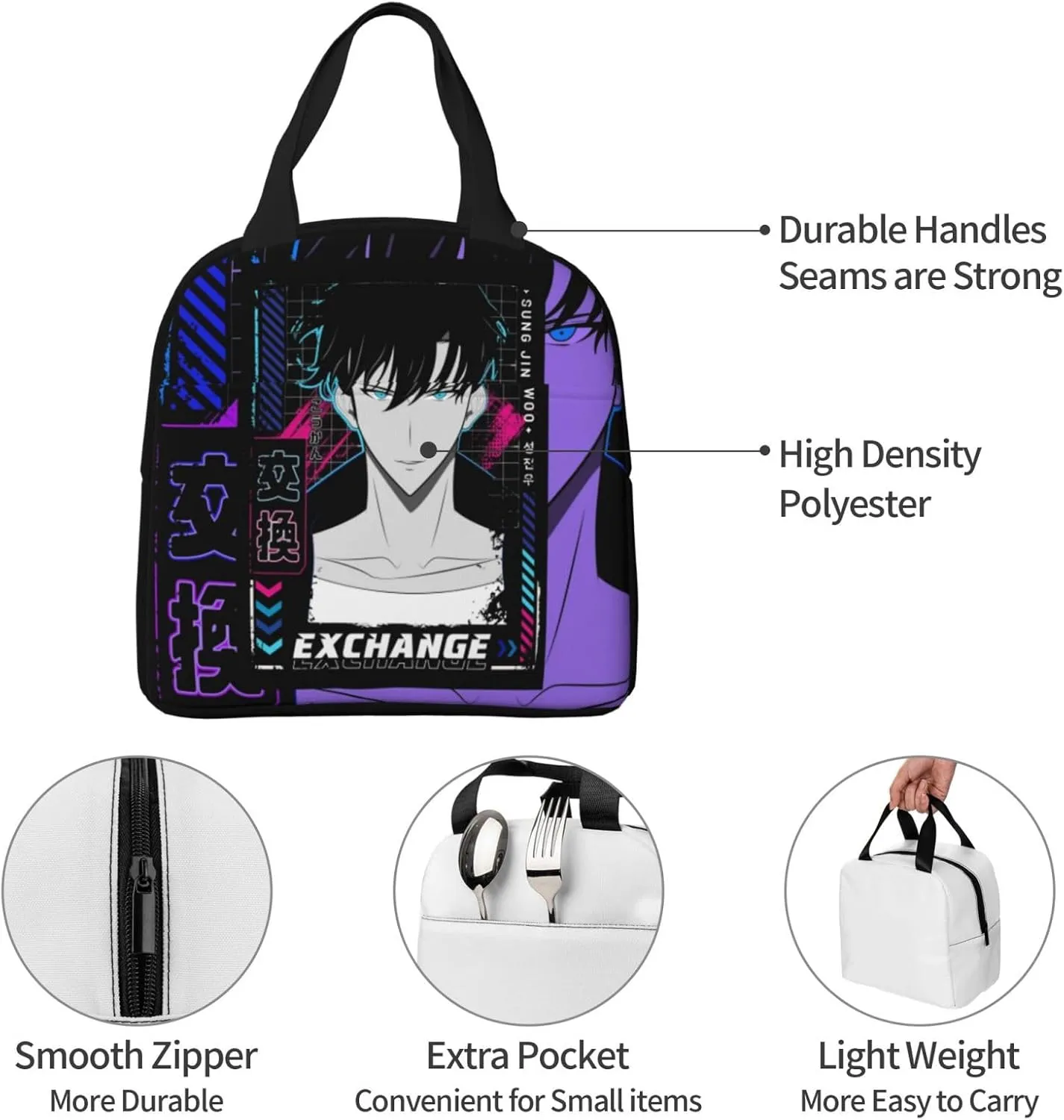 Solo Manga Leveling Shopping Bag, Fashionable Outdoor Handbag Hand In Hand