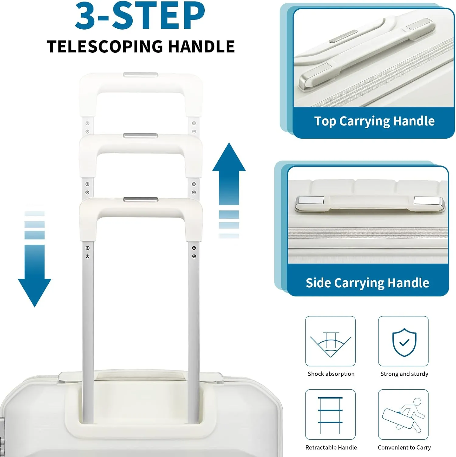 Somago 20" Carry On Luggage and 14" Mini Cosmetic Cases Travel Set Lightweight Polypropylene Suitcase with TSA Lock YKK Zipper Hardside Luggage with Spinner Wheels (2 Piece Set, Creamy White)