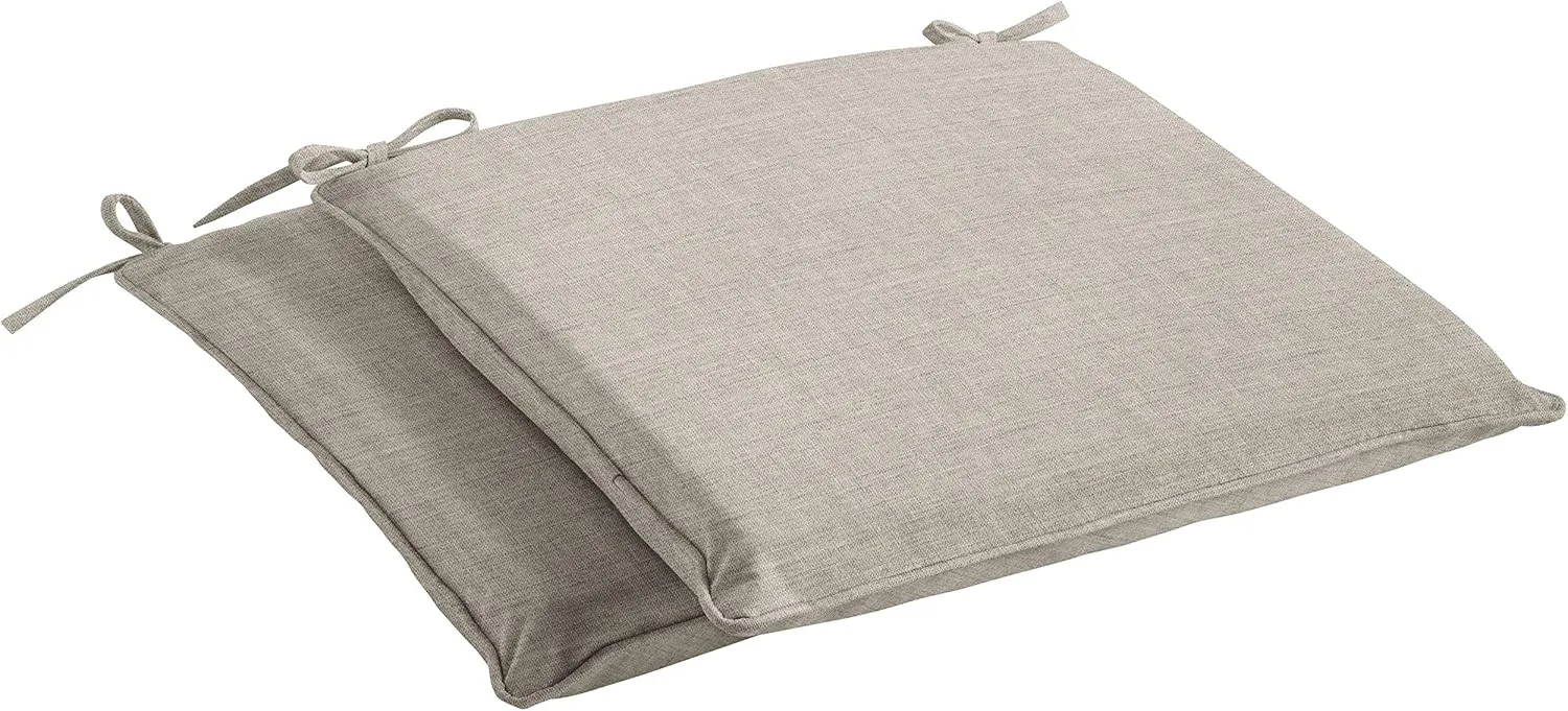 Sorra Home Sunbrella Indoor/Outdoor Cushion Corded Chair Pad Set, 17 in x 17 in x 2 in, Cast Silver 2 Count