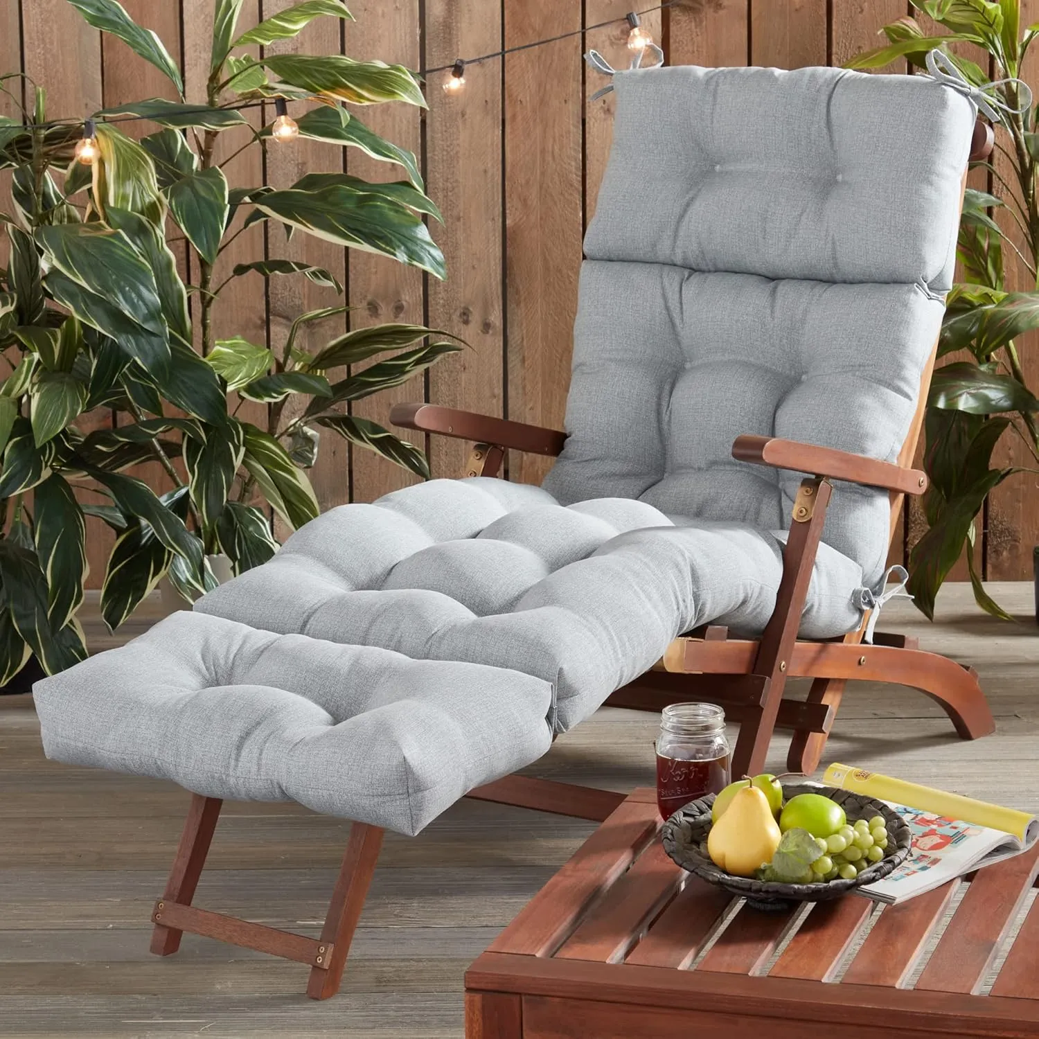 South Pine Porch Outdoor 72x22-inch Chaise Lounge Chair Cushion, Heather Gray