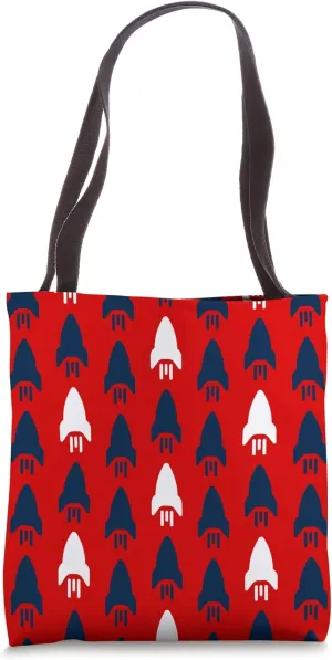 Space Rocket American Patriotic Theme Red Pattern Tote Bag