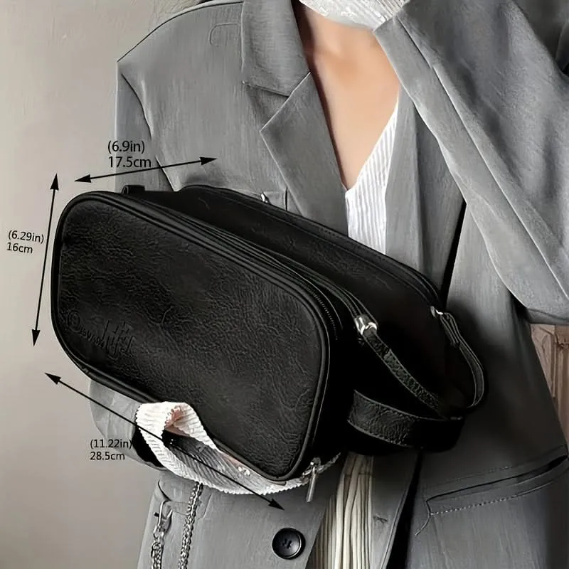 Spacious Trifold Faux Leather Cosmetic Bag