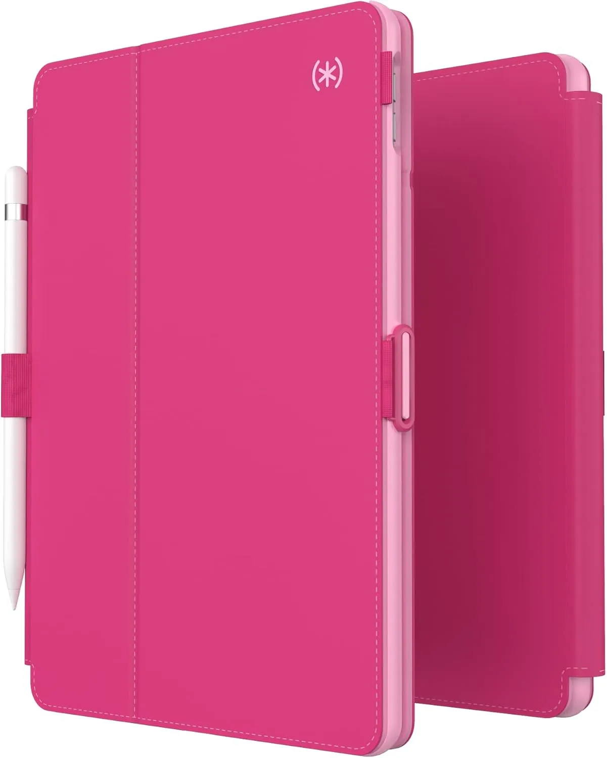 Speck Balance Folio Case for iPad 10.2 Inch (2019-2021) - Drop & Camera Protection, Slim Multi Range Stand, Apple Pencil Holder - Digital Pink/Blossom Pink