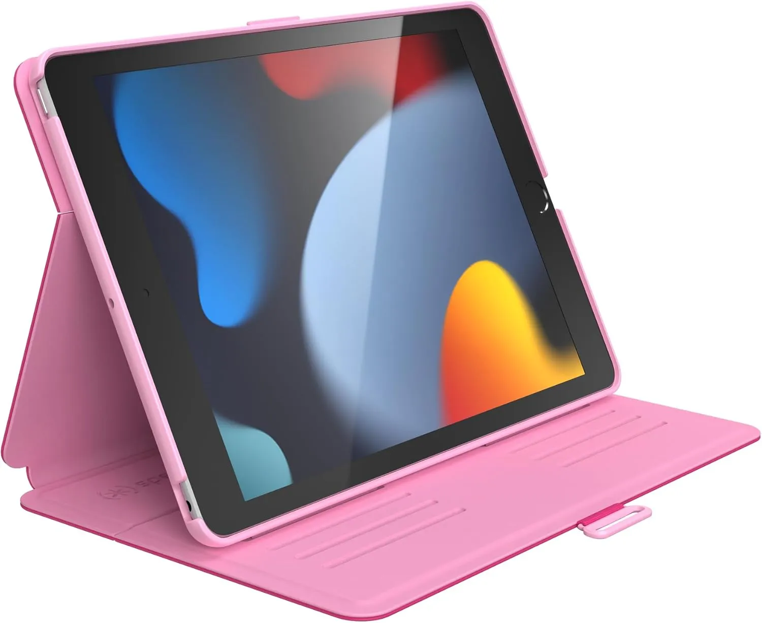 Speck Balance Folio Case for iPad 10.2 Inch (2019-2021) - Drop & Camera Protection, Slim Multi Range Stand, Apple Pencil Holder - Digital Pink/Blossom Pink