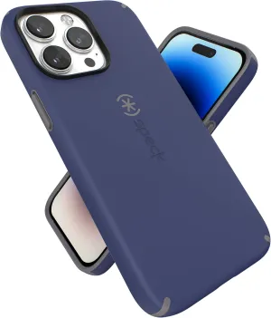 Speck Built for iPhone 14 Pro Max Case - Drop Protection, Scratch Resistant, MagSafe with Soft Touch Coating - 6.7" iPhone 14, Dual Layer Case -Prussian Blue/Cloudy Grey Candyshell