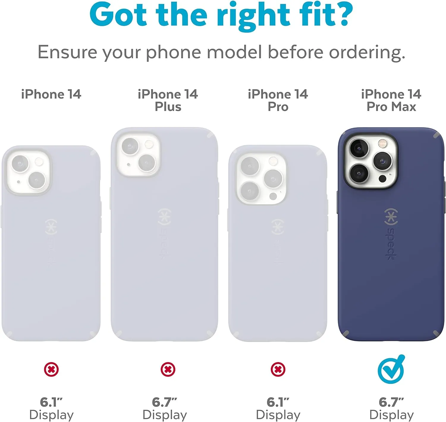 Speck Built for iPhone 14 Pro Max Case - Drop Protection, Scratch Resistant, MagSafe with Soft Touch Coating - 6.7" iPhone 14, Dual Layer Case -Prussian Blue/Cloudy Grey Candyshell