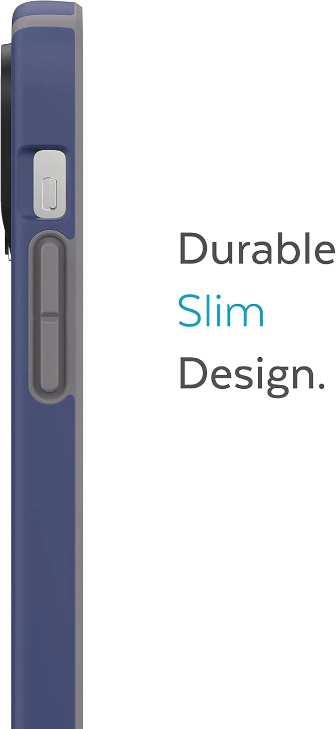 Speck Built for iPhone 14 Pro Max Case - Drop Protection, Scratch Resistant, MagSafe with Soft Touch Coating - 6.7" iPhone 14, Dual Layer Case -Prussian Blue/Cloudy Grey Candyshell