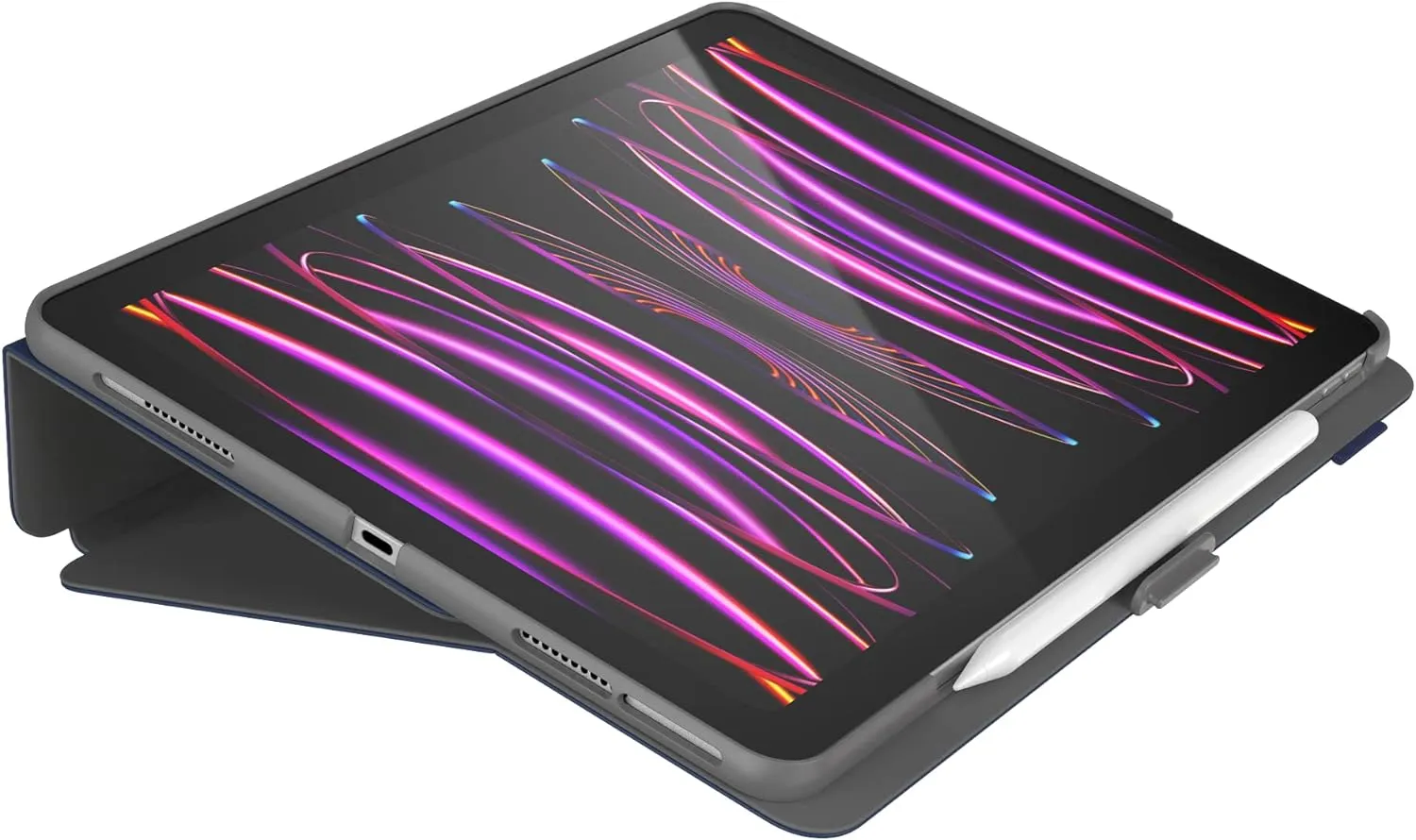 Speck Case for iPad Pro 6th Generation 12.9 Inch - Drop & Camera Protection, Slim Multi Range Stand, Apple Pencil Holder - Arcadia Navy/Moody Grey