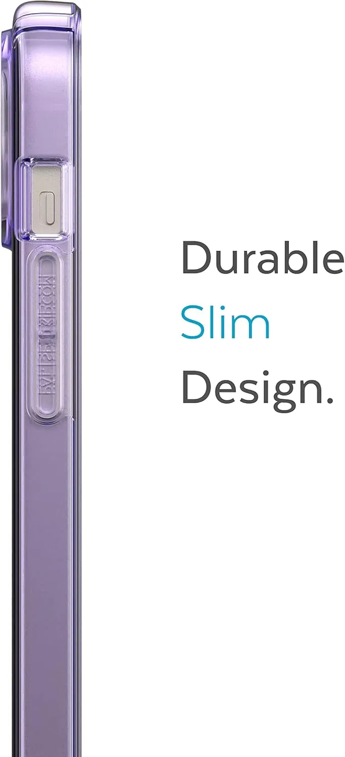 Speck Clear iPhone 14 & iPhone 13 Case - Drop Protection, Scratch Resistant & Anti-Yellowing Dual Layer Case for iPhone 14 & iPhone 13 Case for 6.1 inch Model - Amethyst Purple/Clear GemShell