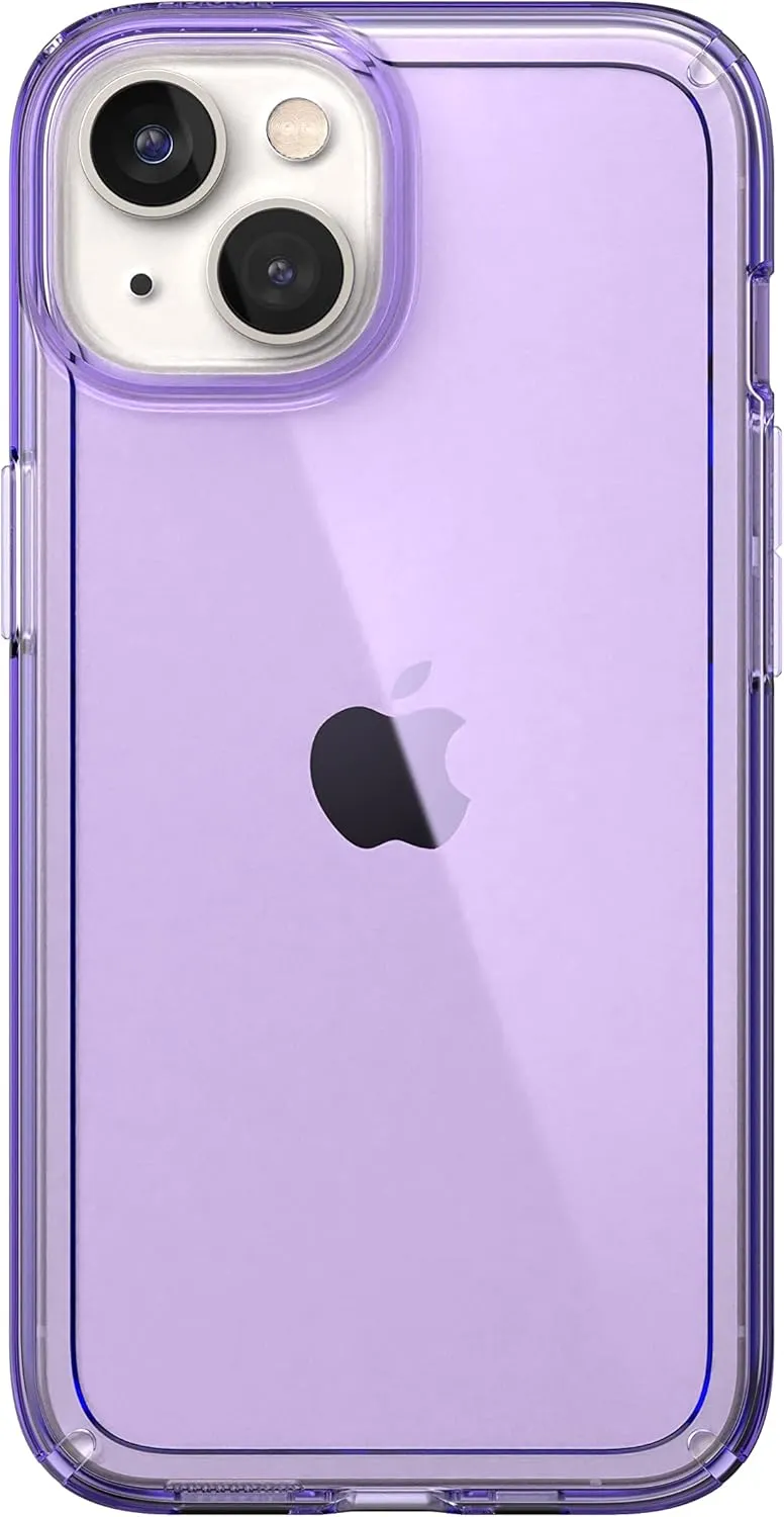 Speck Clear iPhone 14 & iPhone 13 Case - Drop Protection, Scratch Resistant & Anti-Yellowing Dual Layer Case for iPhone 14 & iPhone 13 Case for 6.1 inch Model - Amethyst Purple/Clear GemShell