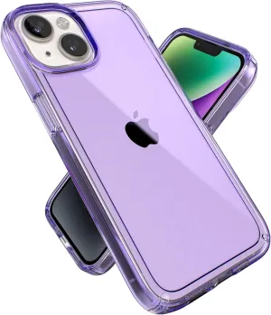 Speck Clear iPhone 14 & iPhone 13 Case - Drop Protection, Scratch Resistant & Anti-Yellowing Dual Layer Case for iPhone 14 & iPhone 13 Case for 6.1 inch Model - Amethyst Purple/Clear GemShell