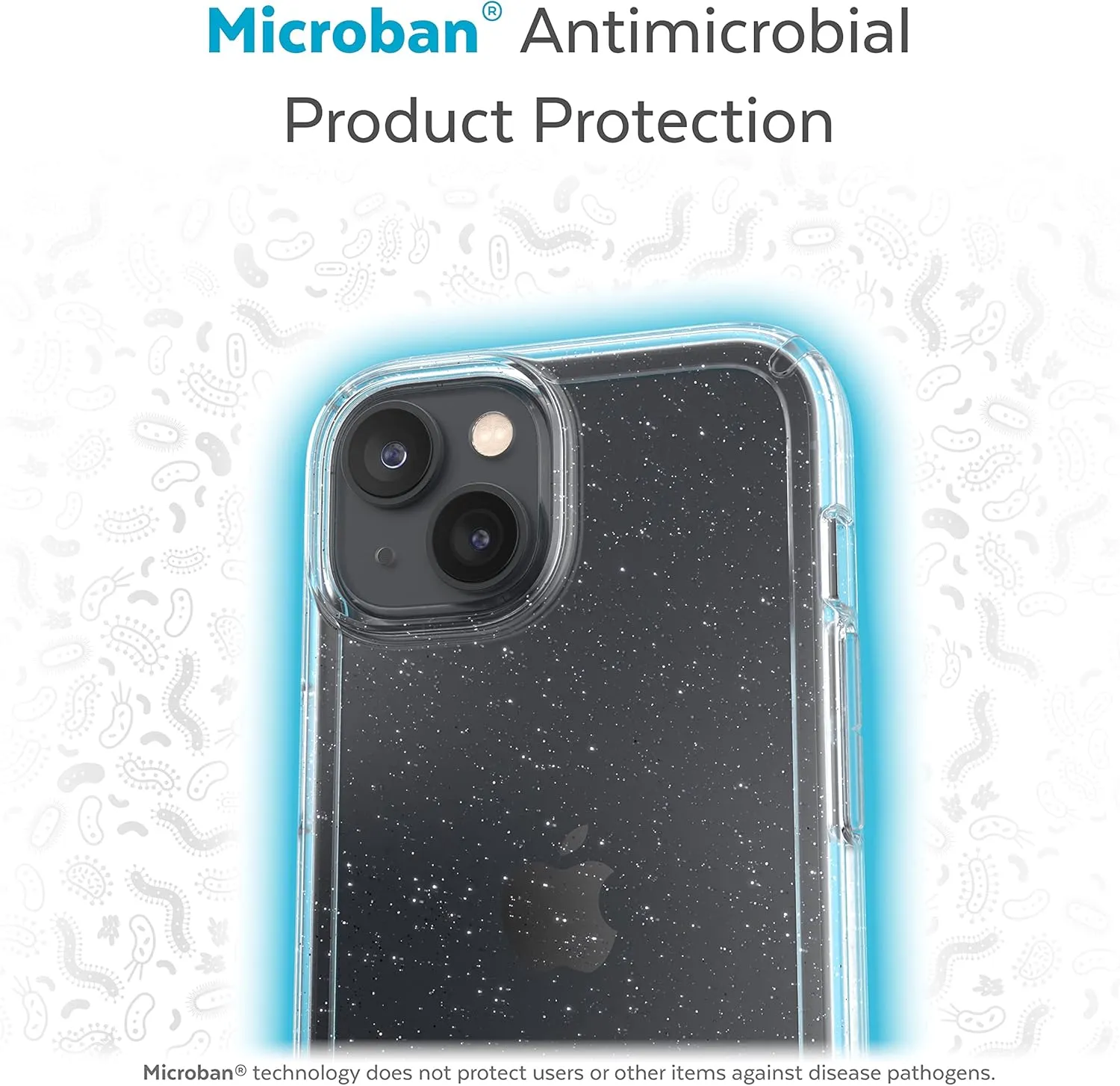 Speck Clear iPhone 14 & iPhone 13 Case - Drop Protection, Scratch Resistant & Anti-Yellowing Dual Layer Case for iPhone 14 & iPhone 13 Case for 6.1 inch Model - Clear with Platinum Glitter GemShell