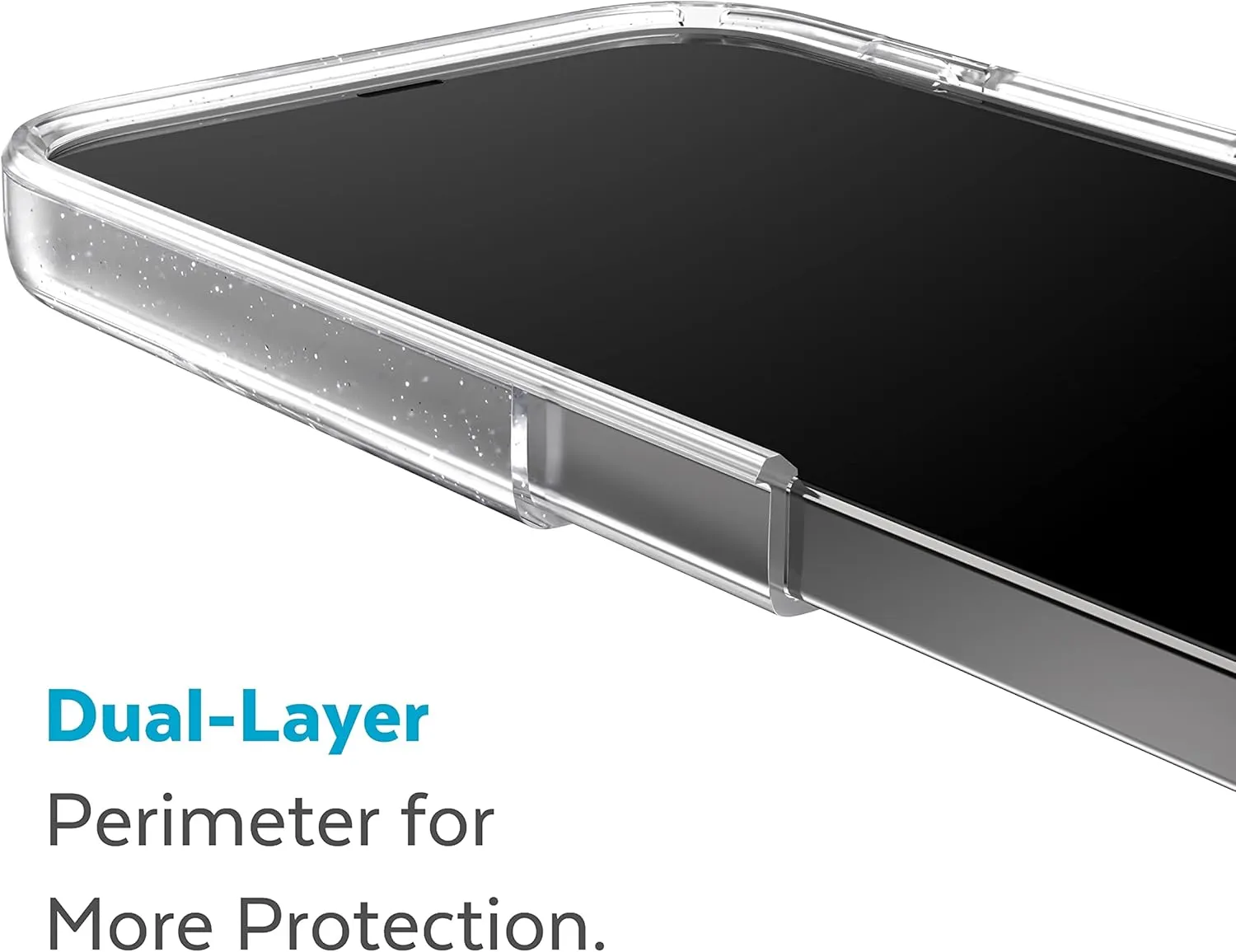 Speck Clear iPhone 14 & iPhone 13 Case - Drop Protection, Scratch Resistant & Anti-Yellowing Dual Layer Case for iPhone 14 & iPhone 13 Case for 6.1 inch Model - Clear with Platinum Glitter GemShell