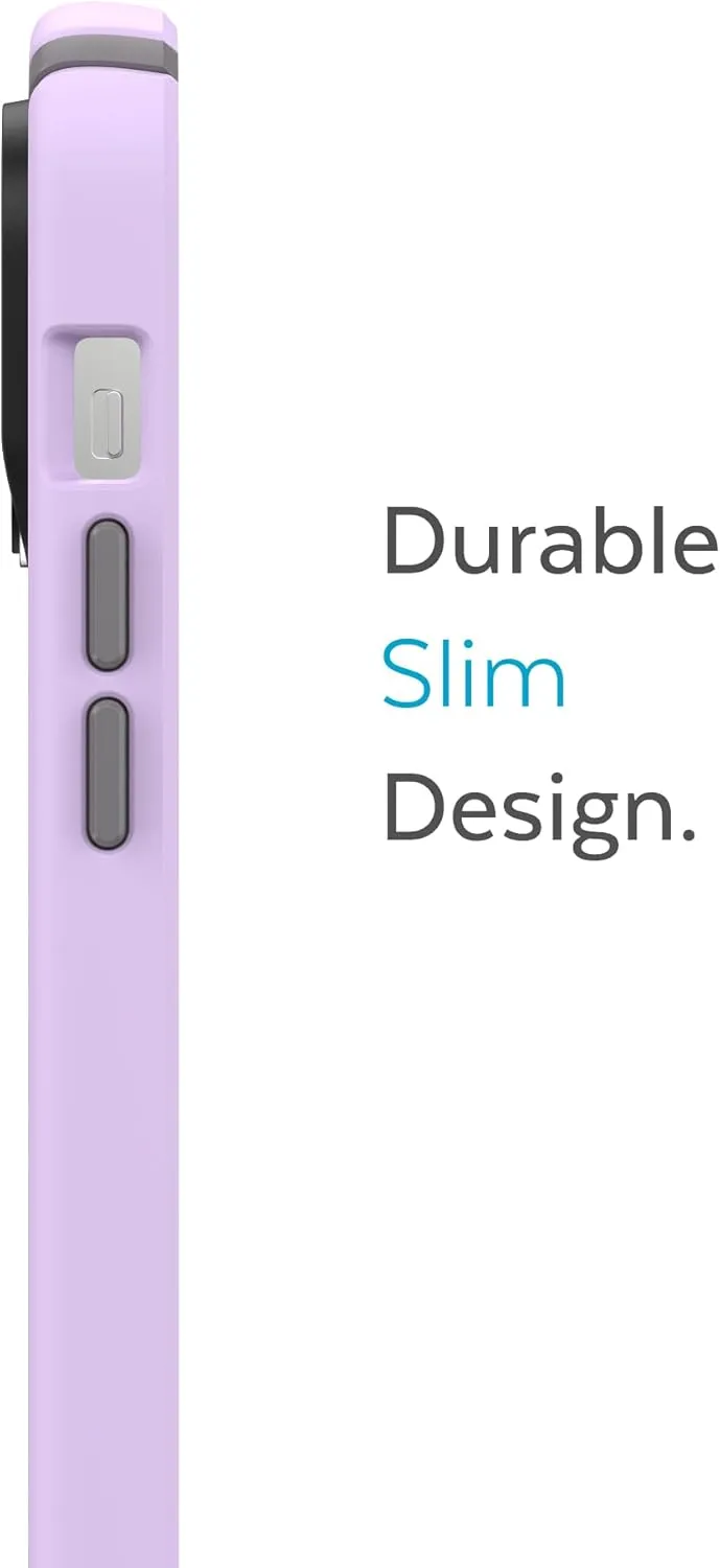 Speck iPhone 14 Pro Case - Drop Protection, Scratch Resistant, Built for MagSafe Slim Phone Case for 6.1 Inch iPhones 14 Pro - Anti-Fade Case - Presidio2 - Spring Purple/Cloudy Grey/White