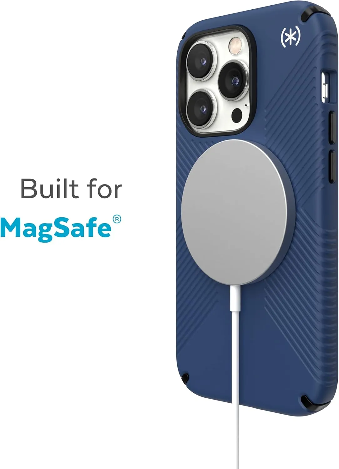 Speck iPhone 14 Pro Case - Drop Protection, Scratch Resistant, Dual Layer Slim Phone Case for 6.1 Inch iPhones 14 Pro Max - Built for MagSafe - Anti-Fade Case - Presidio2 Grip-Coastal Blue/Black/White