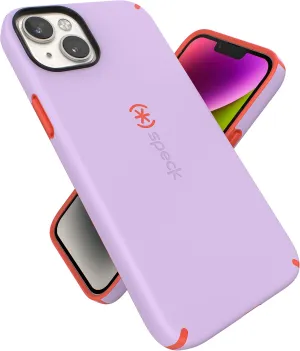 Speck iPhone 15 Plus & 14 Plus Case - Slim Phone Case with Drop Protection, Scratch Resistant with Soft Touch for 6.7 inch iPhone - Dual Layer Case, Spring Purple/Energy Red CandyShell Pro