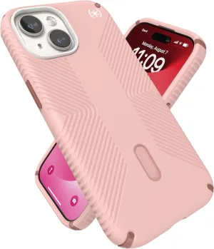 Speck MagSafe Case for iPhone 15 - Drop & Camera Protection, ClickLock No-Slip, Wireless Charging Compatible, Fits All 6.1 Inch Models Including iPhone 14, iPhone 13 - Dahlia Pink/Rose Copper/White