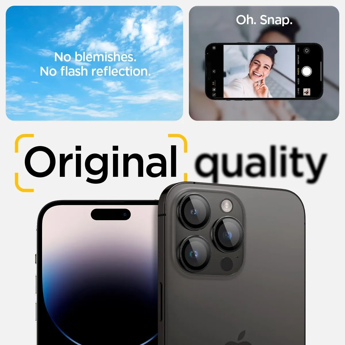 Spigen Camera Lens Screen Protector [GlasTR EZ Fit Optik Pro] Designed for iPhone 16 Pro Max/iPhone 16 Pro/iPhone 15 Pro Max/iPhone 15 Pro [Case Friendly] - Black Titanium [2 Pack]