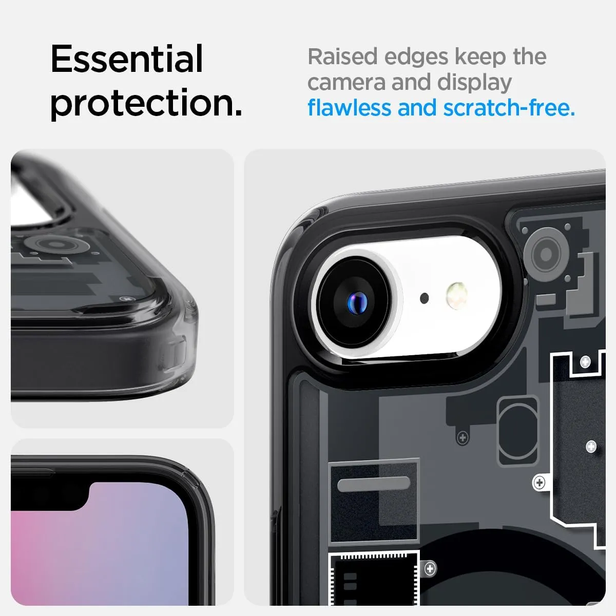 Spigen for iPhone 16e Case, Ultra Hybrid MagFit [Compatible with Magsafe Accessories] [Anti-Yellowing] [Military-Grade Protection] - Zero One Black