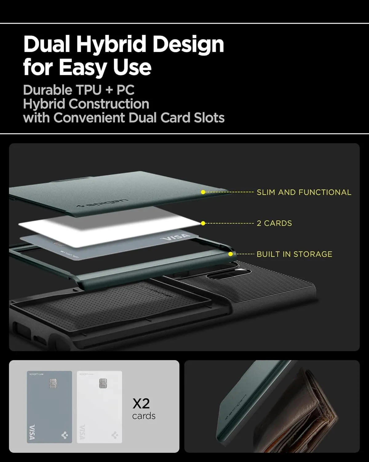 Spigen Slim Armor CS Designed for Galaxy S25 Ultra Case (2025) [No Magnet Ring], [Military-Grade Protection] - Abyss Green
