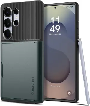 Spigen Slim Armor CS Designed for Galaxy S25 Ultra Case (2025) [No Magnet Ring], [Military-Grade Protection] - Abyss Green