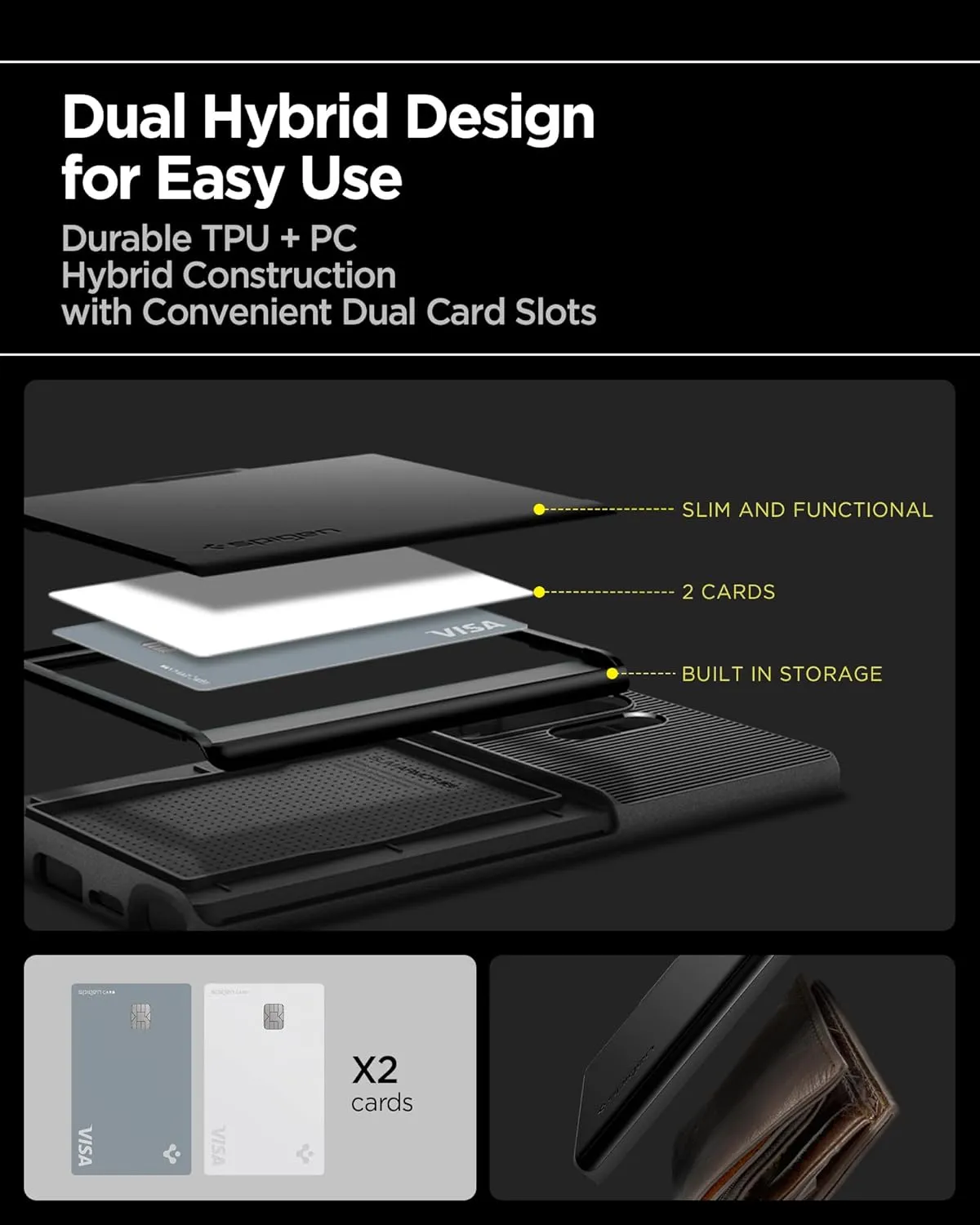 Spigen Slim Armor CS Designed for Galaxy S25 Ultra Case (2025) [No Magnet Ring], [Military-Grade Protection] - Black