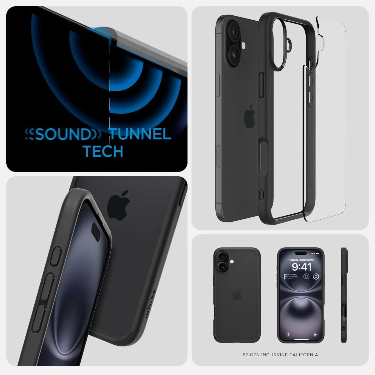 Spigen Ultra Hybrid Designed for iPhone 16 Case [NOT Compatible with MagSafe], [Anti-Yellowing], [Military-Grade Protection] - Matte Black