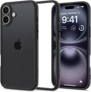 Spigen Ultra Hybrid Designed for iPhone 16 Case [NOT Compatible with MagSafe], [Anti-Yellowing], [Military-Grade Protection] - Matte Black