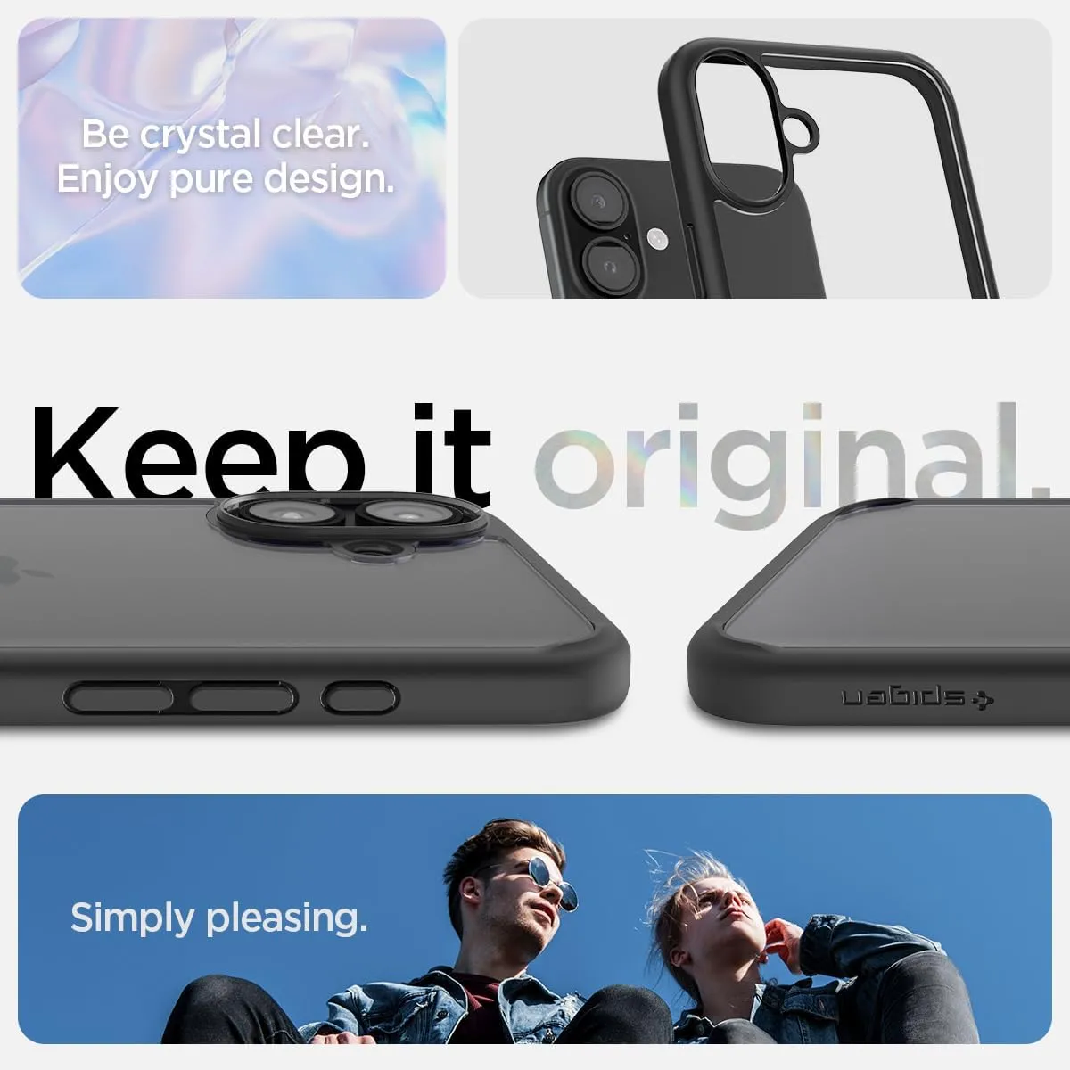 Spigen Ultra Hybrid Designed for iPhone 16 Case [NOT Compatible with MagSafe], [Anti-Yellowing], [Military-Grade Protection] - Matte Black