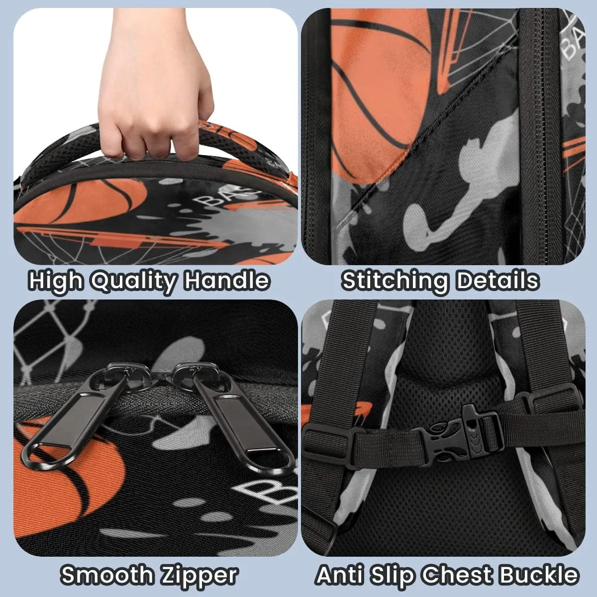 Sport Ball Player Basketball Backpack for Boys Kids School Backpack Elementary Students Bookbag Laptop Daypack with Chest Buckle, Teens Hiking Travel Rucksack