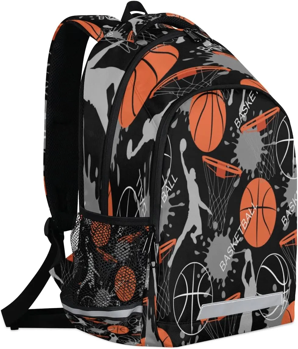 Sport Ball Player Basketball Backpack for Boys Kids School Backpack Elementary Students Bookbag Laptop Daypack with Chest Buckle, Teens Hiking Travel Rucksack