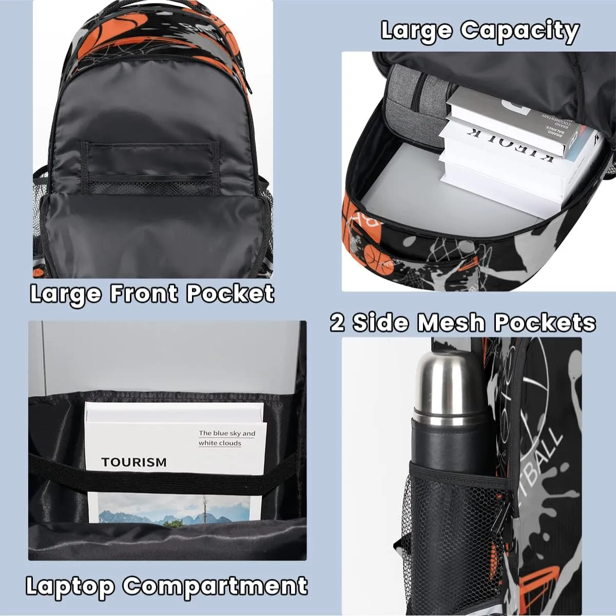 Sport Ball Player Basketball Backpack for Boys Kids School Backpack Elementary Students Bookbag Laptop Daypack with Chest Buckle, Teens Hiking Travel Rucksack