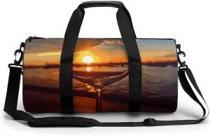 Sport Gym Duffle Travel Bag for Women Men Overnight Weekender Bag with Shoe Compartment,Wet Pocket Wine Glass in The Sunset