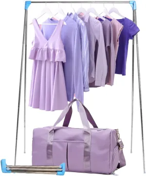 Sports Gym Bag Dance Bag Carry On Weekender Bag for Girls Teen Women, Waterproof Travel Duffle bag with Wet Pocket and Shoe Compartment (Bag   Enhanced Garment Rack, light purple)