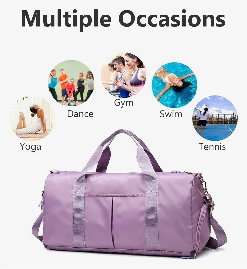 Sports Gym Bag Dance Bag Carry On Weekender Bag for Girls Teen Women, Waterproof Travel Duffle bag with Wet Pocket and Shoe Compartment (Bag Only, Blue)