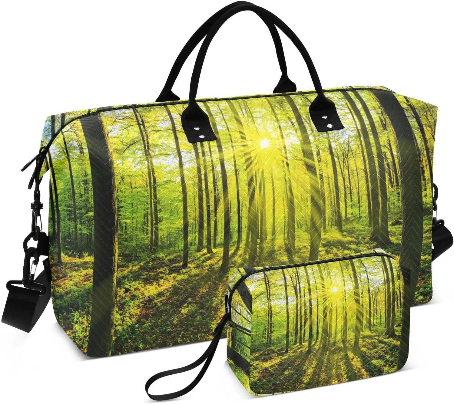 Spring Forest Landscape Duffel Bag for Traveling, Gym Bags with Multiple Interior Pockets for Women Men Toiletry Purse Included 20.5”x 1.9” x 13.8”