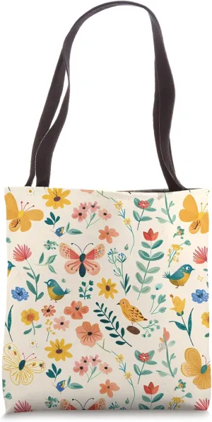 Spring Symbols Pattern: Vibrant Nature-Inspired Design Tote Bag