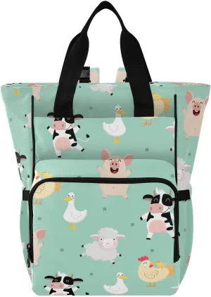 SPRIPORT Farm Animal Cartoon Diaper Bag Backpack for Baby Boys Girls Baby Essentials Travel Tote with Stroller Straps & Bottle Storage Nappy Changing Bag for Traveling Shopping Hiking Moms Dads