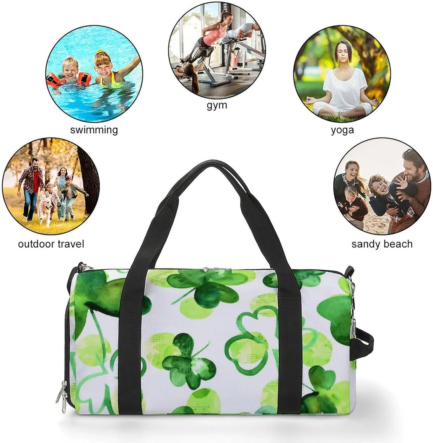 St Patrick Clover Green Fitness Bag with Large Capacity Backpack And Waterproof Bag