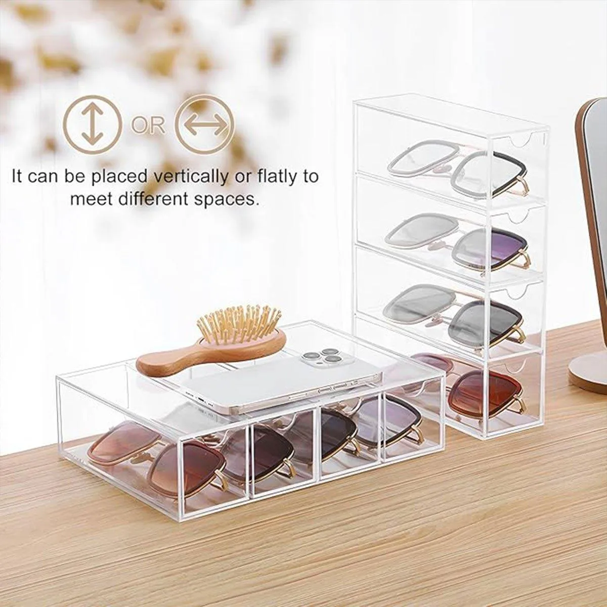 Stackable Acrylic Glasses Sunglasses Display Box Four Layer Drawer Storage