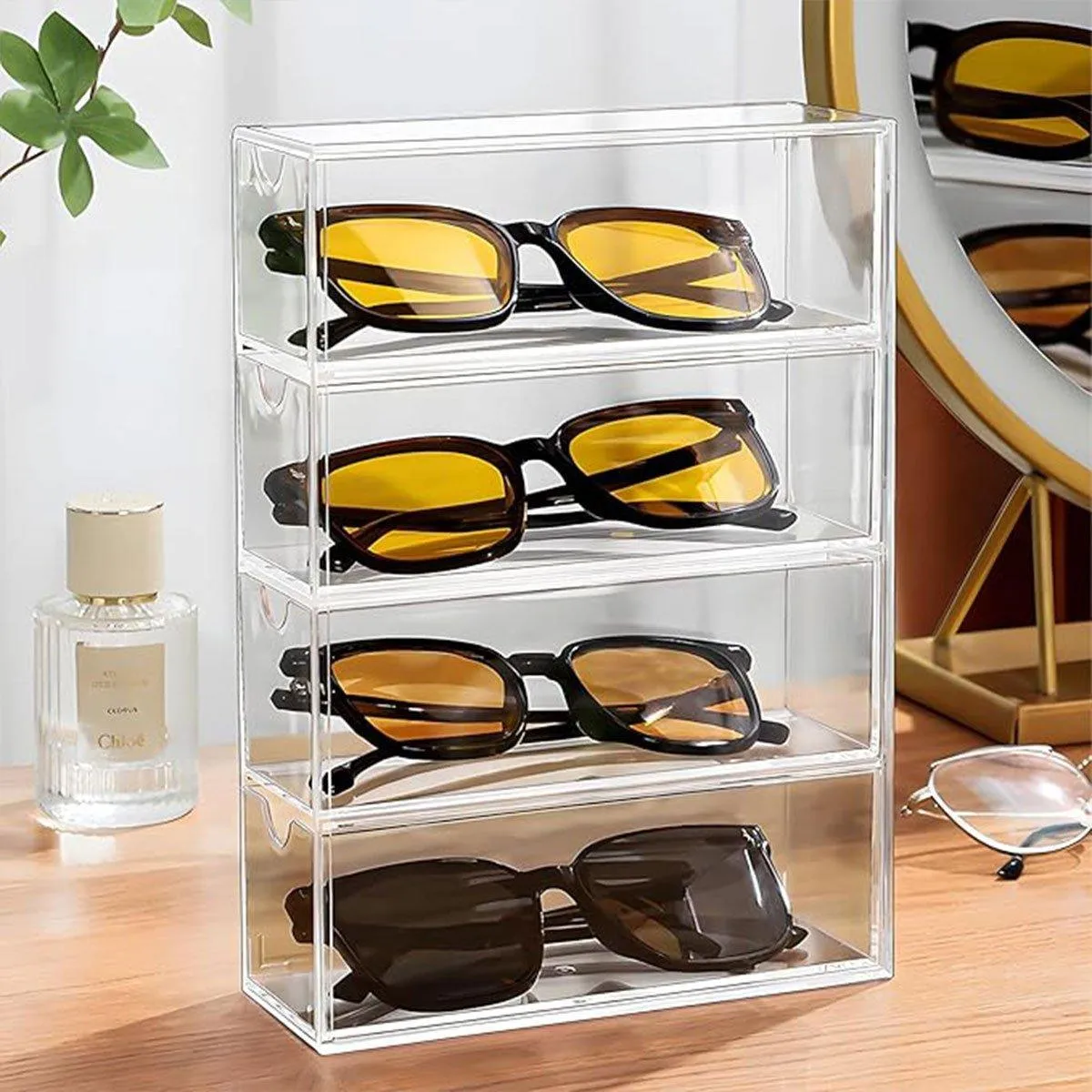 Stackable Acrylic Glasses Sunglasses Display Box Four Layer Drawer Storage