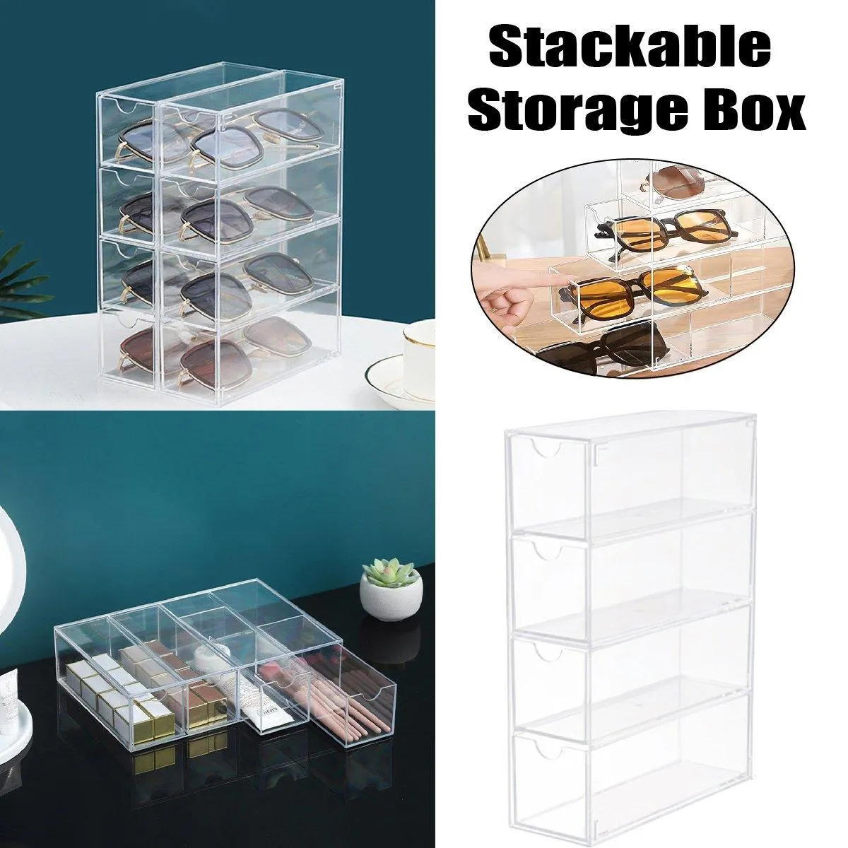 Stackable Acrylic Glasses Sunglasses Display Box Four Layer Drawer Storage