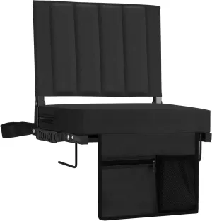 Stadium Seat for Bleachers with Back Support, Portable Bleacher Seat with Wide Comfy Padded Cushion, Metal Hook, Folding Stadium Chair with Shoulder Strap, Carry Handle, Cup Holder