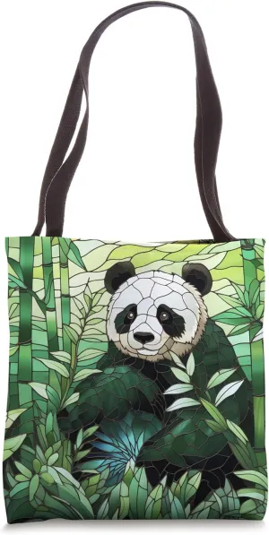 Stained Glass Chronicles Panda's Magical World Tote Bag