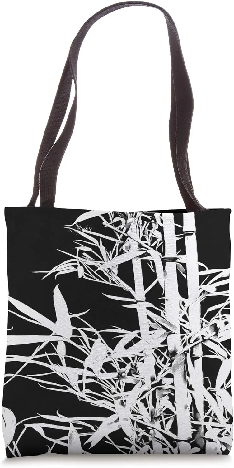 Stalks of White Bamboo Silhouette Botanical Art Tote Bag